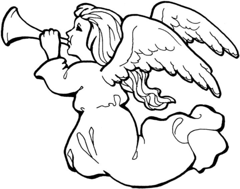 Angel With Trumpet Coloring Page